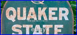 Vintage Quaker State Gas Station Tomb Stone Curb Motor Oil Gas Sign January 1980