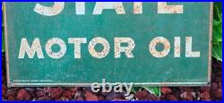 Vintage Quaker State Gas Station Tomb Stone Curb Motor Oil Gas Sign January 1980