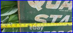 Vintage Quaker State Gas Station Tomb Stone Curb Motor Oil Gas Sign January 1980