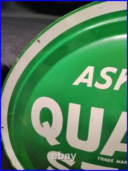 Vintage Quaker State Motor Oil Convex Button Sign 24 Painted Metal