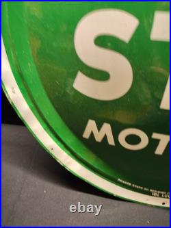 Vintage Quaker State Motor Oil Convex Button Sign 24 Painted Metal