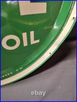 Vintage Quaker State Motor Oil Convex Button Sign 24 Painted Metal