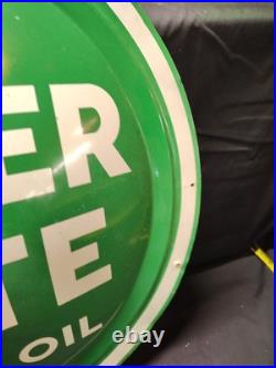 Vintage Quaker State Motor Oil Convex Button Sign 24 Painted Metal