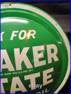 Vintage Quaker State Motor Oil Convex Button Sign 24 Painted Metal