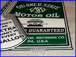 Vintage Quaker State Motor Oil Die-cut Quart 12 Metal Gasoline Sign! Pump Plate