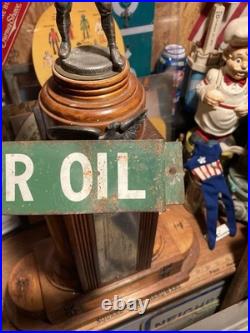 Vintage Quaker State Motor Oil Door Pull Push Sign Original Antique Gas Station