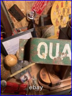 Vintage Quaker State Motor Oil Door Pull Push Sign Original Antique Gas Station