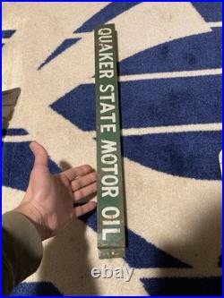 Vintage Quaker State Motor Oil Door Pull Push Sign Original Antique Gas Station