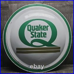 Vintage Quaker State Motor Oil Gas Station Advertising Bubble Button Tin Sign- A