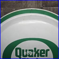 Vintage Quaker State Motor Oil Gas Station Advertising Bubble Button Tin Sign- A
