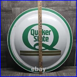 Vintage Quaker State Motor Oil Gas Station Advertising Bubble Button Tin Sign- A