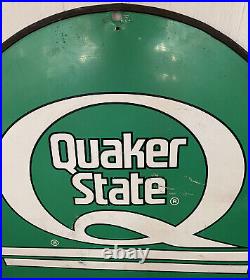 Vintage Quaker State Motor Oil Gas Station Sign Double Sided Tombstone