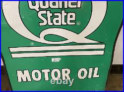 Vintage Quaker State Motor Oil Gas Station Sign Double Sided Tombstone