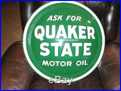 Vintage Quaker State Motor Oil Sign 24 Domed sign