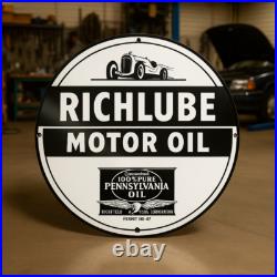 Vintage RICHLUBE Motor Oil Round Heavy Metal Sign XL 19.7 (50 cm) Vintage RICHLUBE Motor Oil Round Heavy Metal Sign XL 19.7 (50 cm)