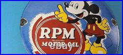 Vintage RPM Motor Oil Porcelain Mickey Mouse Walt Disney Service Gas Pump Sign