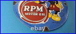 Vintage RPM Motor Oil Porcelain Mickey Mouse Walt Disney Service Gas Pump Sign