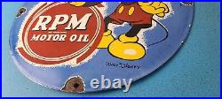 Vintage RPM Motor Oil Porcelain Mickey Mouse Walt Disney Service Gas Pump Sign