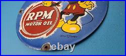 Vintage RPM Motor Oil Porcelain Mickey Mouse Walt Disney Service Gas Pump Sign