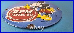 Vintage RPM Motor Oil Porcelain Mickey Mouse Walt Disney Service Gas Pump Sign