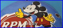 Vintage RPM Motor Oil Porcelain Mickey Mouse Walt Disney Service Gas Pump Sign