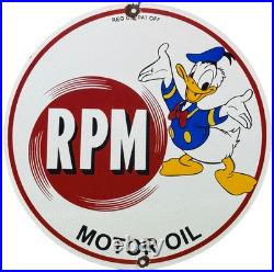 Vintage RPM Motor Oil Porcelain Sign Gasoline Service Station Pump Plate Disney