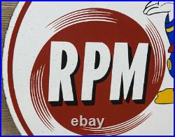 Vintage RPM Motor Oil Porcelain Sign Gasoline Service Station Pump Plate Disney