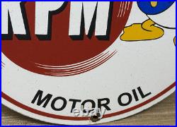 Vintage RPM Motor Oil Porcelain Sign Gasoline Service Station Pump Plate Disney