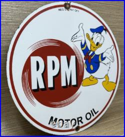 Vintage RPM Motor Oil Porcelain Sign Gasoline Service Station Pump Plate Disney
