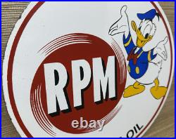 Vintage RPM Motor Oil Porcelain Sign Gasoline Service Station Pump Plate Disney
