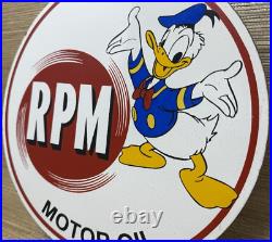 Vintage RPM Motor Oil Porcelain Sign Gasoline Service Station Pump Plate Disney