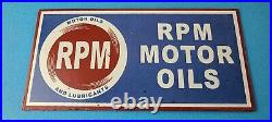 Vintage RPM Motor Oil Sign Gas Service Station Pump Porcelain Sign