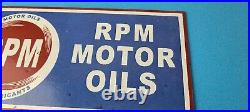 Vintage RPM Motor Oil Sign Gas Service Station Pump Porcelain Sign