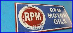 Vintage RPM Motor Oil Sign Gas Service Station Pump Porcelain Sign