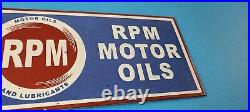 Vintage RPM Motor Oil Sign Gas Service Station Pump Porcelain Sign