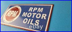 Vintage RPM Motor Oil Sign Gas Service Station Pump Porcelain Sign