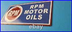 Vintage RPM Motor Oil Sign Gas Service Station Pump Porcelain Sign