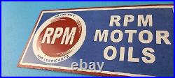 Vintage RPM Motor Oil Sign Gas Service Station Pump Porcelain Sign