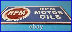 Vintage RPM Motor Oil Sign Gas Service Station Pump Porcelain Sign