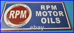 Vintage RPM Motor Oil Sign Gas Service Station Pump Porcelain Sign