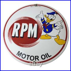 Vintage RPM Motor Oil Sign Gasoline Service Gas Pump Porcelain Sign