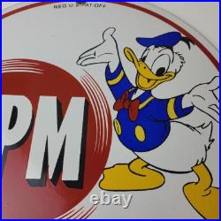 Vintage RPM Motor Oil Sign Gasoline Service Gas Pump Porcelain Sign