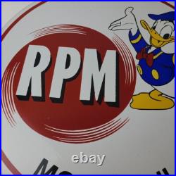 Vintage RPM Motor Oil Sign Gasoline Service Gas Pump Porcelain Sign