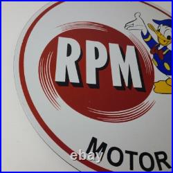 Vintage RPM Motor Oil Sign Gasoline Service Gas Pump Porcelain Sign