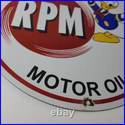 Vintage RPM Motor Oil Sign Gasoline Service Gas Pump Porcelain Sign