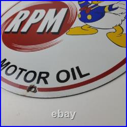 Vintage RPM Motor Oil Sign Gasoline Service Gas Pump Porcelain Sign