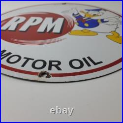 Vintage RPM Motor Oil Sign Gasoline Service Gas Pump Porcelain Sign