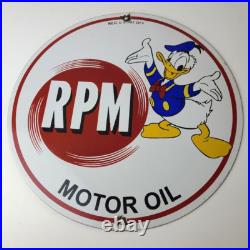 Vintage RPM Motor Oil Sign Gasoline Service Gas Pump Porcelain Sign