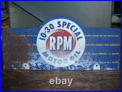 Vintage RPM Motor Oil SignGas Station PumpNot PorcelainCHEVRON STANDARD 1950s