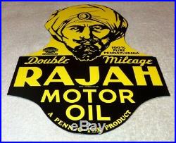 Vintage Rajah Motor Oil Penn-o-tex Indian Graphics 12 Metal Gasoline & Oil Sign